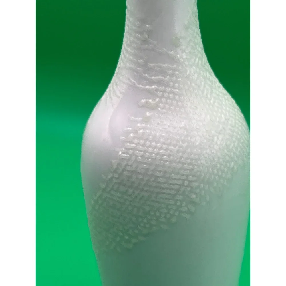 Mid-Century Modern MCM German Bisque Porcelain White Matte Relief Op Bud Vase